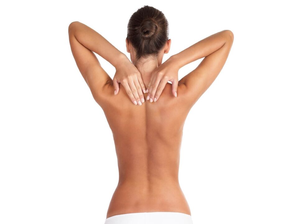A girl with osteochondrosis of the cervical vertebrae